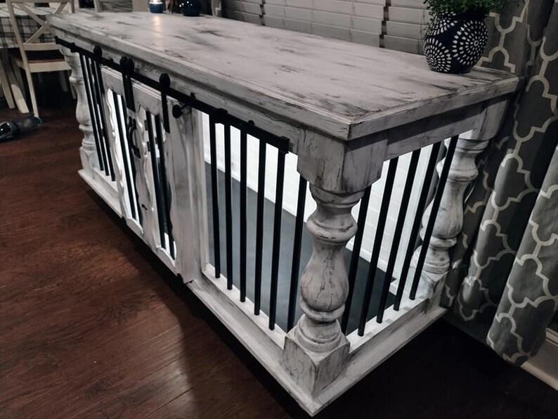 72 Handcrafted & Distressed Indoor Pet Credenza With Decorative