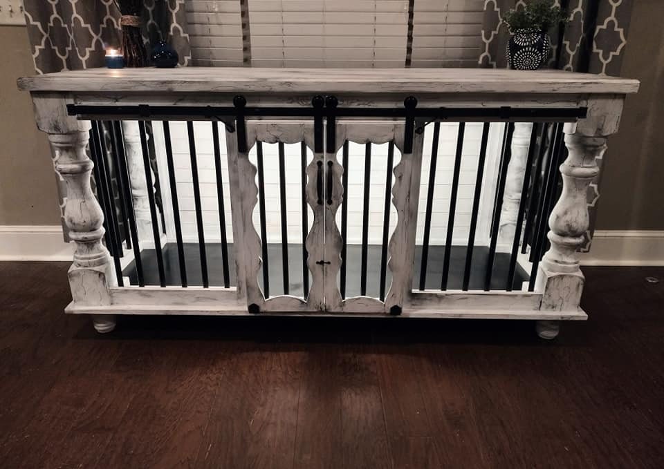 72 Handcrafted & Distressed Indoor Pet Credenza With Decorative