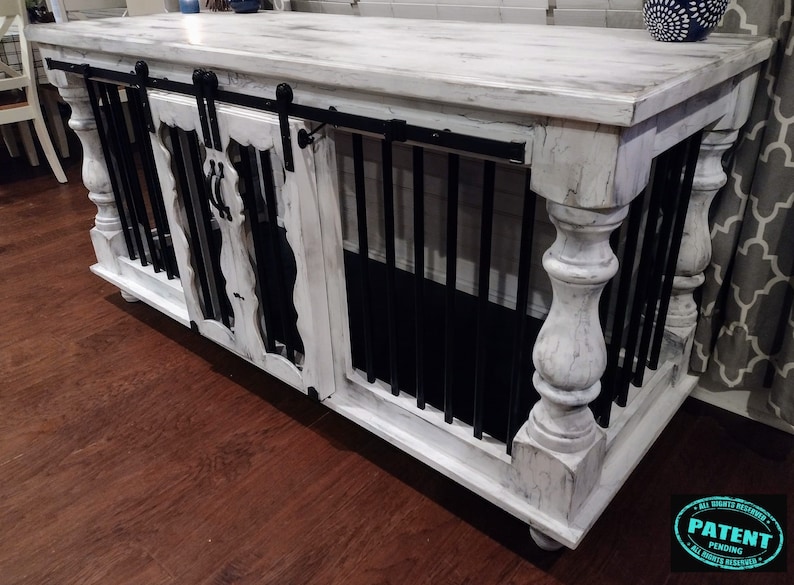 72 Handcrafted & Distressed Indoor Pet Credenza With Decorative