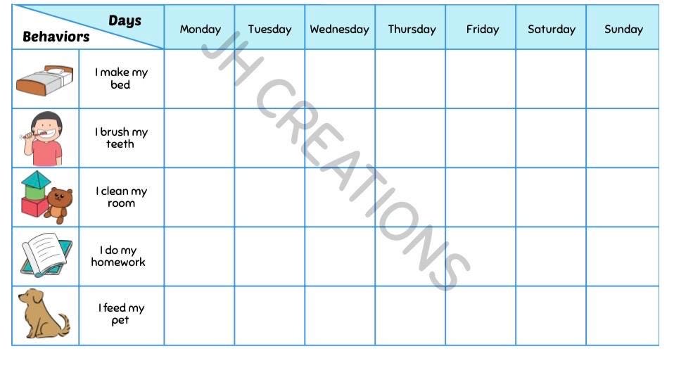 Behavior & Chore Tracker - Printable Kids Reward Chart - Etsy