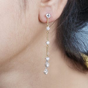 Bezel Drop Earring, Moissiante Drop Chain Earring,14k Solid Gold Earring,For Every Occasion Cluster Moissiante Drop  and Dangle Jewellery