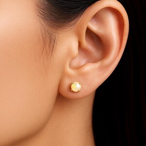 TAEIA Ethiopian Opal Studs Earring, Round Natural Colour Change Opal Studs, Starling Silver Opal Studs Wedding Gift Jewellery Earrings