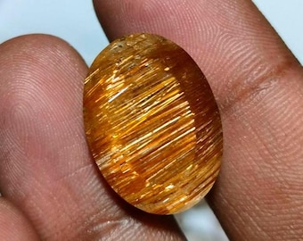 Natural Golden Rutilated Quartz Faceted Oval  Gemstone