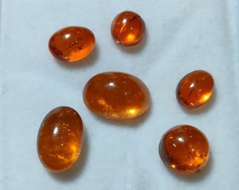Mandarin Garnet Gemstone Cabochons: Orange Spessartite, Jewelry Making (15 Carats)