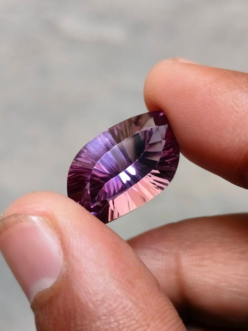 Natural Brazilian Amethyst Gemstone Faceted Eye Shape Gemstone For Jewelry Making Quartz Concave Cut 12x21x9 mm