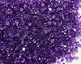 Natural Brazilian Amethyst Faceted Round Gemstone 2 to 5 mm Size