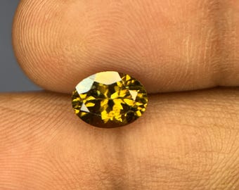 天然インペリアルイエロージルコン 8 x 6 mm 2個 オーバルルース
