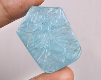 Natural Aquamarine Carving: Sky Blue Gemstone Pendant (77 Carats)