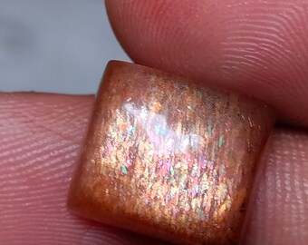 Natural lattice sunstone square cabochon for jewelry making meteor shower gemstone