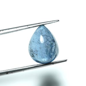 Natural Blue Color Moss Aquamarine Pear Shape Gemstone Cabochon For Jewelry Making 14x10x7 mm