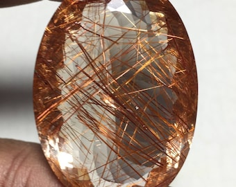 Deluxe quality natural red rutilated quartz faceted oval gemstone for jewelery professionals