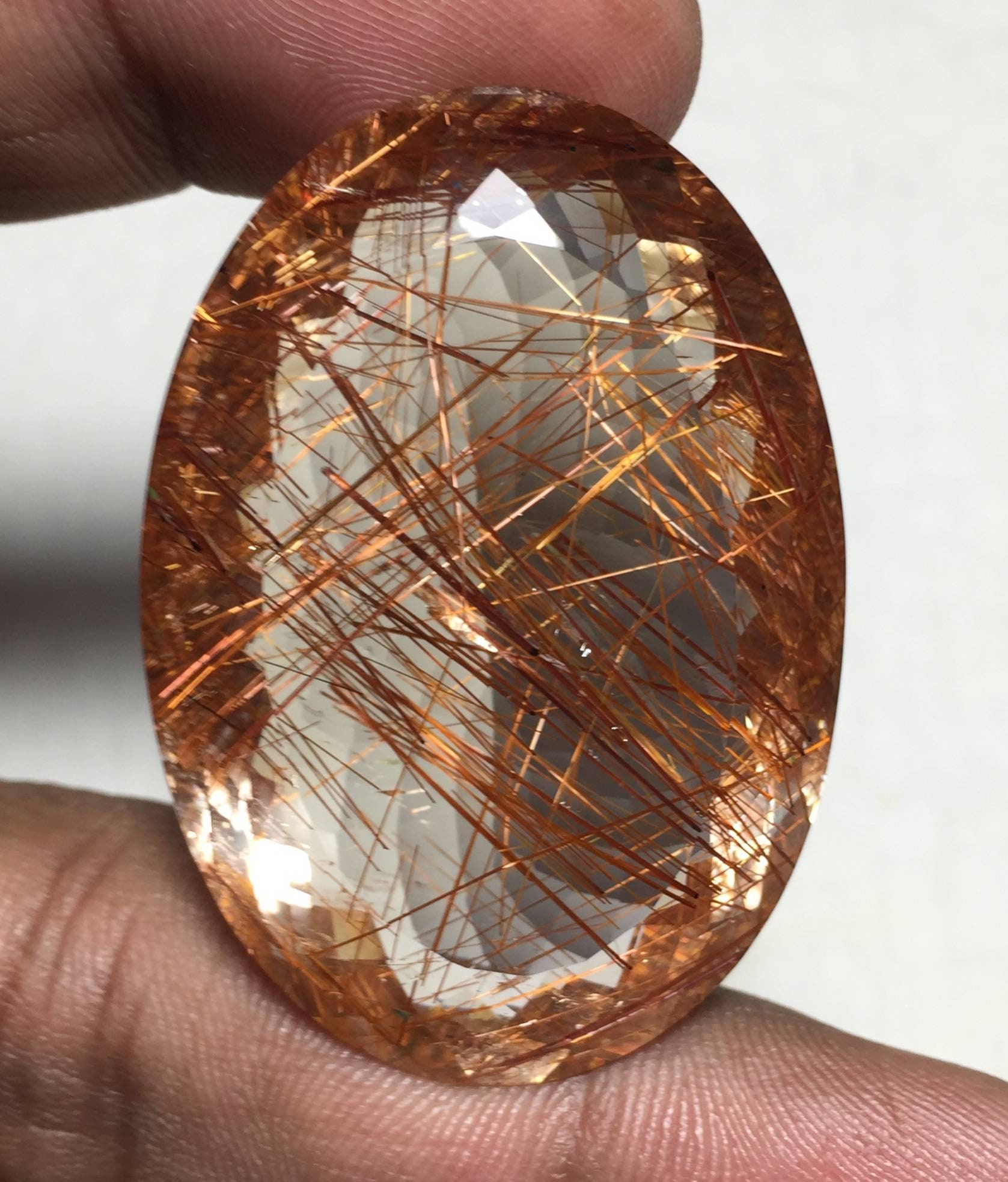Deluxe Quality Natural Red Rutilated Quartz Faceted Oval Deluxe Quality Natural Red Rutilated Quartz Faceted Oval