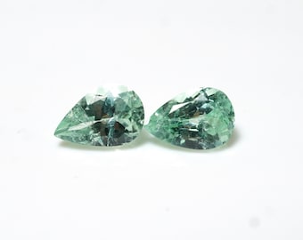 Tsavorite Garnet Gemstone Pair: Natural Mint Green Pear Shape, 1.6 ct