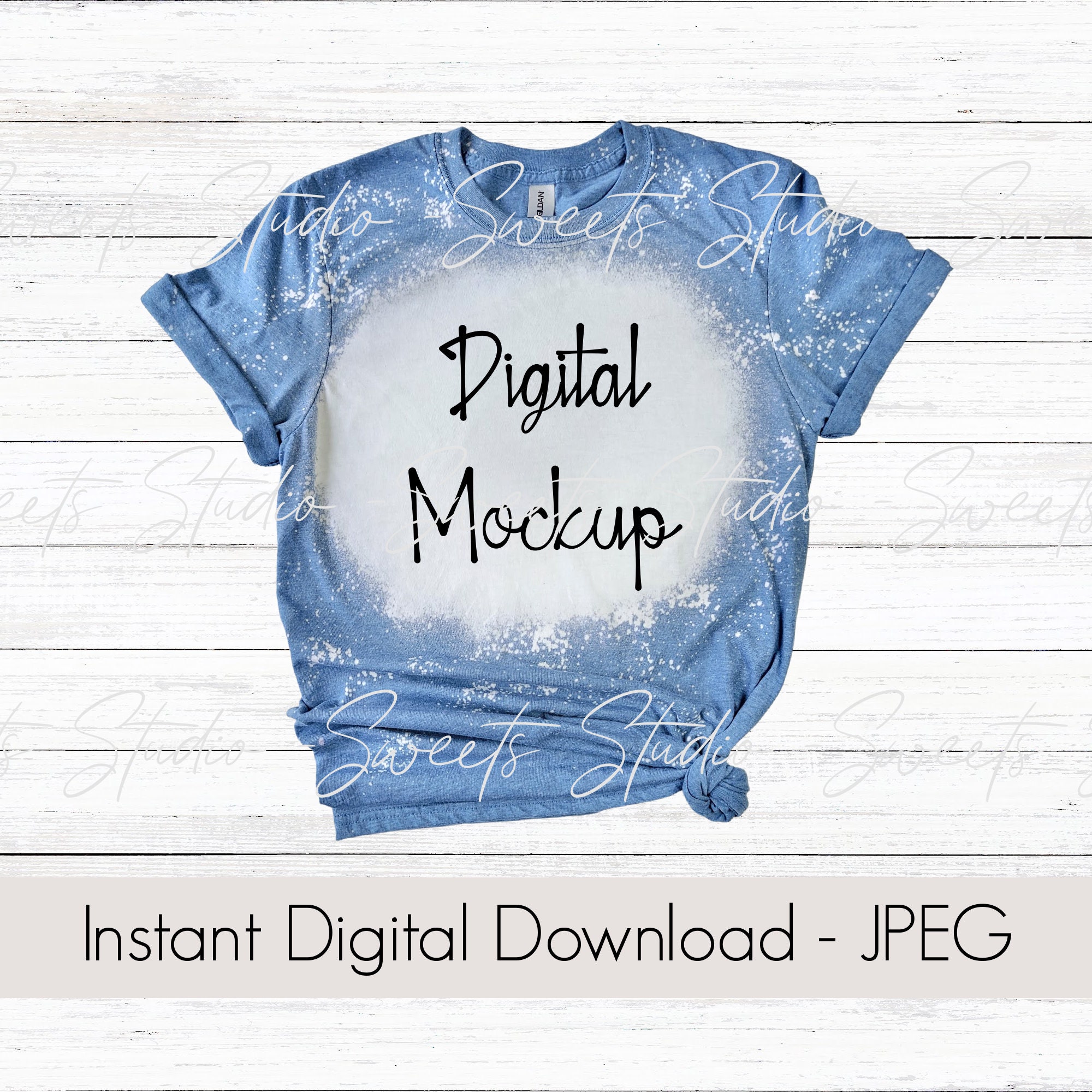 Bleached T-shirt Mockup Gildan 