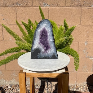 13.9LBS Brazilian Amethyst Crystal Cathedral – Natural Geode Cave, Healing Stone Decor, Spiritual Energy Display, Large Amethyst Cluster