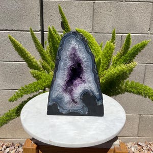 13.9LBS Brazilian Amethyst Crystal Cathedral – Natural Geode Cave, Healing Stone Decor, Spiritual Energy Display, Large Amethyst Cluster