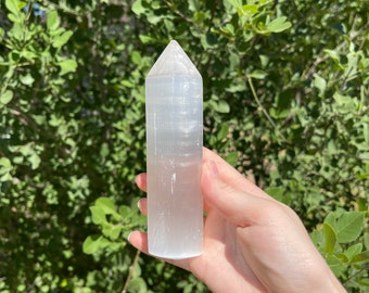 Polished Selenite Tower: Healing Crystal Decor (6 Inches)