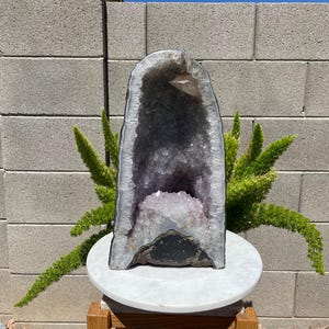 37.3LBS Brazilian Amethyst Crystal Cathedral – Natural Geode Cave, Healing Stone Decor, Spiritual Energy Display, Large Amethyst Cluster