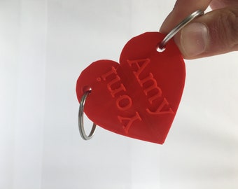 Customizable heart keychain | Wedding gift | Wedding present | Red heart keychain
