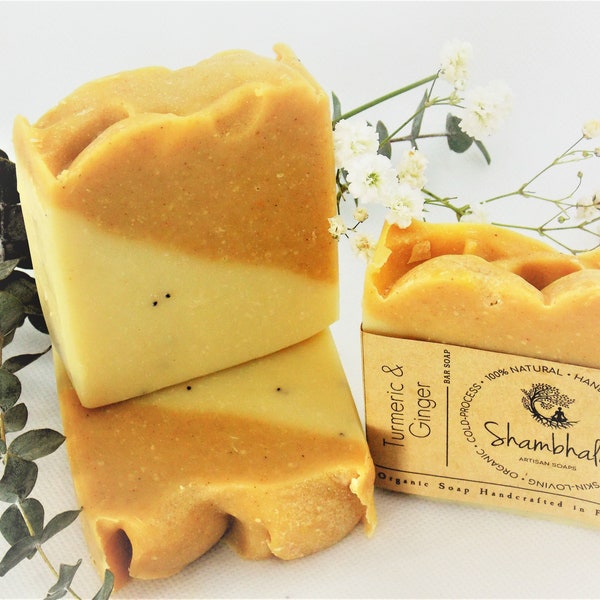 Turmeric and Ginger Soap, Handmade Cold Process Soap, Natural Bar Soap, Shea Butter Soap, moisturizing soap, Gift,