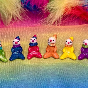 Baby clown figurine: Hand-sculpted Polymer Clay Clown, Whimsical Circus Decor, Miniature Collector Item