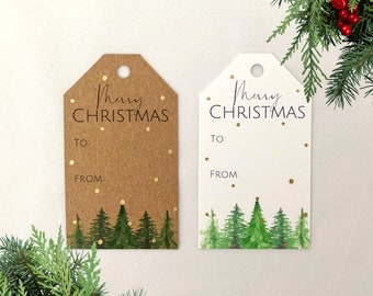 Set of 10 Christmas Gift Tags, Handmade Present Labels, Holiday Gift Tags, Kraft Gift Tags, Modern Minimalist