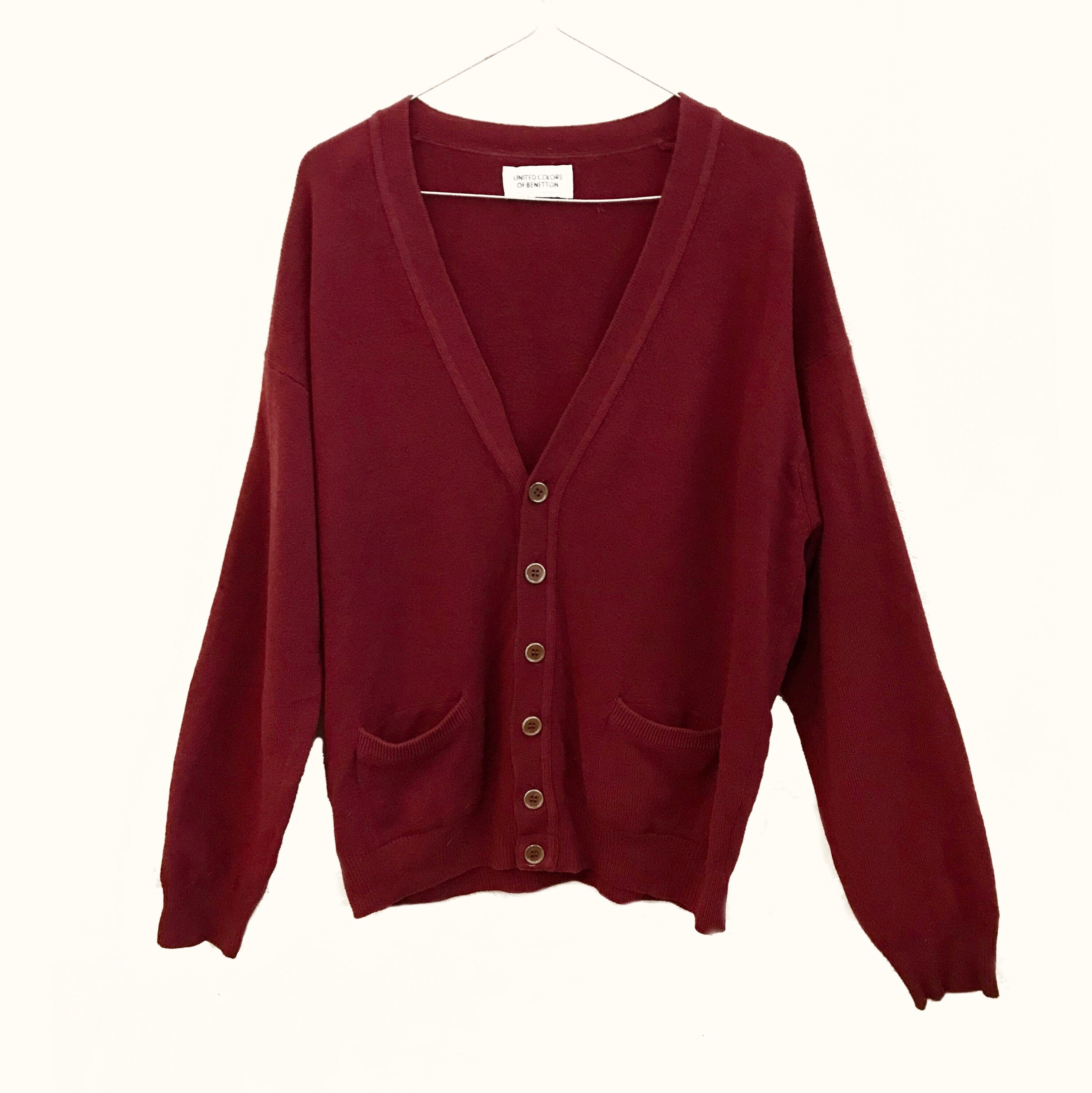 Burgundy Cardigan - Etsy UK