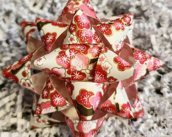 Gift bow - Sakura cherry blossom cream gold and pink floral Chiyogami handmade paper gift bow