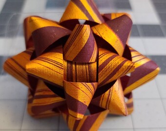 Gift bow - Red and gold marbled paper gift bow