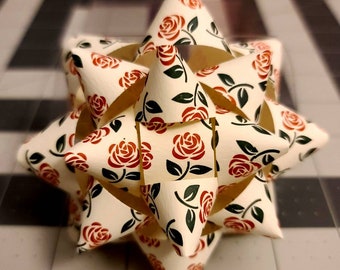Gift bow - rose print paper gift bow
