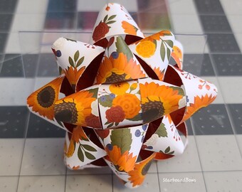 Gift bow - sunflower and mums autumn paper gift bow