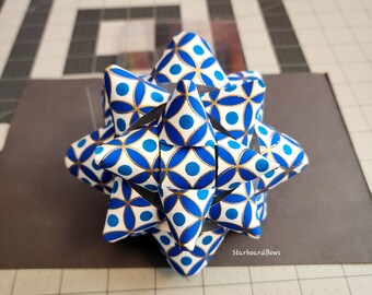 Big Gift bow - Blue and white Moroccan patterned gift bow
