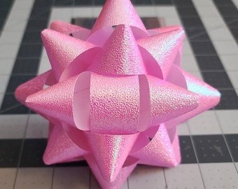 Big Gift bow - Pink textured iridescent handmade paper big bow