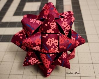 Big Gift bow - dark pink flowers big paper gift bow