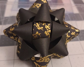 Gift bow - Black and gold cherry blossom handmade paper gift bow