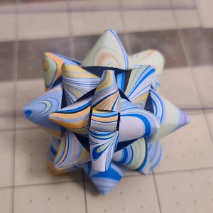 Small Gift bow - blue green orange marbled gift bow