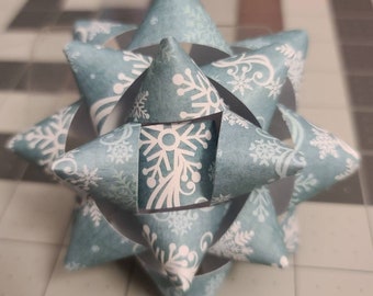 Gift bow - blue snowflake paper gift bow