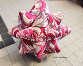 Big Gift bow - big pink and white marbled paper gift bow