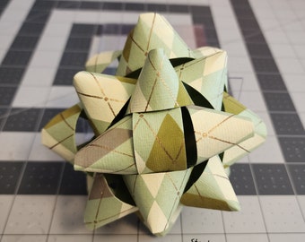 SALE Gift bow - green and gold plaid big paper gift bow