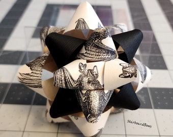 SALE Gift bow - Florentine paper bat gift bow with black linen paper