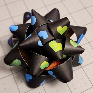 Gift bow Black and multicolor hearts Valentine's Day handmade paper gift bow image 3