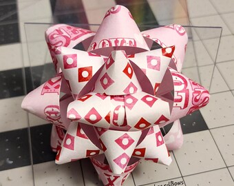 Gift bow - Pink XOXO love Valentine's Day handmade paper gift bow