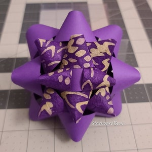 Gift bow - Purple floral mum Nepalese Lokta handmade big paper gift bow