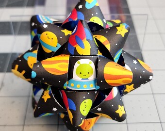 Gift bow - Planets spaceships rockets and aliens gift bow