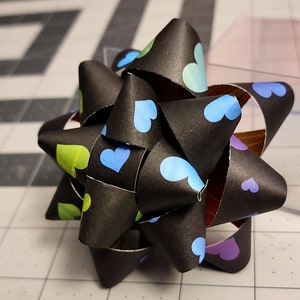 Gift bow Black and multicolor hearts Valentine's Day handmade paper gift bow image 4