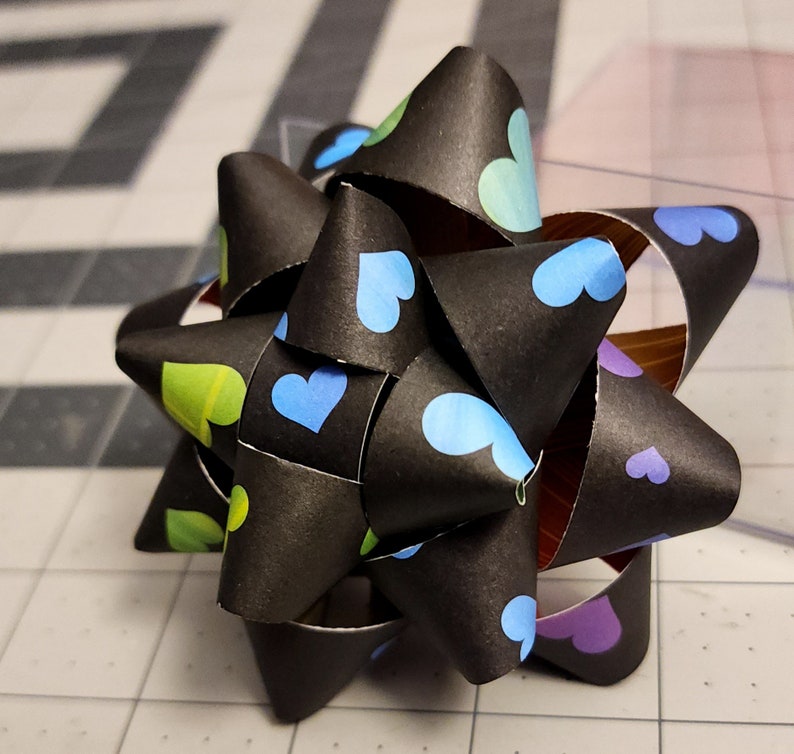 Gift bow Black and multicolor hearts Valentine's Day handmade paper gift bow image 4