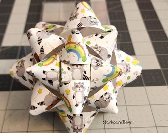 Big Gift bow - rainbow raccoon paper gift bow