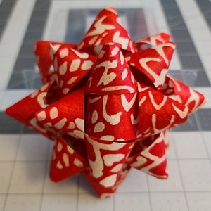 Gift bow - Red floral mum Nepalese Lokta handmade big paper gift bow
