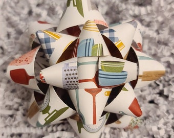 Gift bow - rustic kitchen utensils paper gift bow
