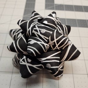 Big Gift bow Black white and silver sparkly handmade paper gift bow image 2